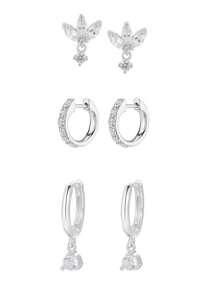 3 paar perfecte 24K vergulde kubieke zirkonia oorbellen voor vrouwen Zirconia creolen set
