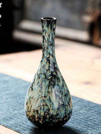 1pc Modern Abstract Drip Glaze Ceramic Vase, Creative Home Decor Vase For Dried Flowers, Suitable For Living Room, Office, Bookshelf, Desk, Bedroom (Flowers Not Included) Room Decor Flower Vase Glass Vase