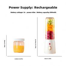 1pc450ml Wireless Portable Electric Juicer,Shakesphere, USB Charging Mini Juicer, Dual Cup Portable USB Charging Juice Cup, Household Fruit Mixer, Kitchen, Home, Travel