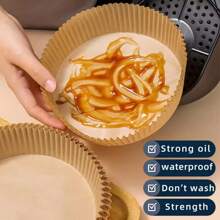 50/100 pièces Papier jetable pour friteuse à air, papier de cuisson en silicone, ronds absorbants hautes températures, accessoires de cuisson