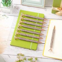 9 Pcs 3 Colors Diamond Pens, Rhinestone Case With Diamond Ballpoint Pens, Wedding Bridal Favors Gift, Black Ink Glitter Pens For Birthday Party Gift Supplies Back To School