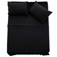 LUX DECOR 4 Pc Solid Microfiber Bed Sheet Set - Deep Pocket With Pillowcases, Lightweight And Breathable For Year-Round Comfort, Easy Care, Perfect For Home, Dorm & Guest Rooms - 黑色 - 查看 7