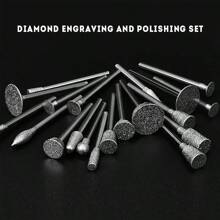 50pcs Diamond Burs Set, Diamond Coated Carving Tools, 1/8" (3mm) For Rotary Tool, Suitable For Polishing Ceramic, Glass, Jewelry, Metal, Stone