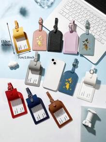 1pc PU Leather Personalized Luggage Tag, Suitable For Daily Travel, Outdoor, Business Trip, Simple Map Design With Hot Stamping, Travel Accessory,All-Purpose,Large Capacity,Versatile,Multifunction,Colorful,Cute,Adorable,Contracted,Funny,Kawaii,Y2K,Minimalist,Commuting,Business Casual,Basics,Custom,Personalized,Unique,Customized,Ideal Gifts For Him,Ideal Gifts For Her,Her,Family,Friends,Girlfriend,For Anniversaries,For Birthdays,For Holiday/ Vacation,For Outdoors/Outings/Travel/Hiking/Stadium/Sports/Climbing,For Business/Commute/Work/Office,Customized Luggage Tag,Easy Comfort - Multicolor - View 5