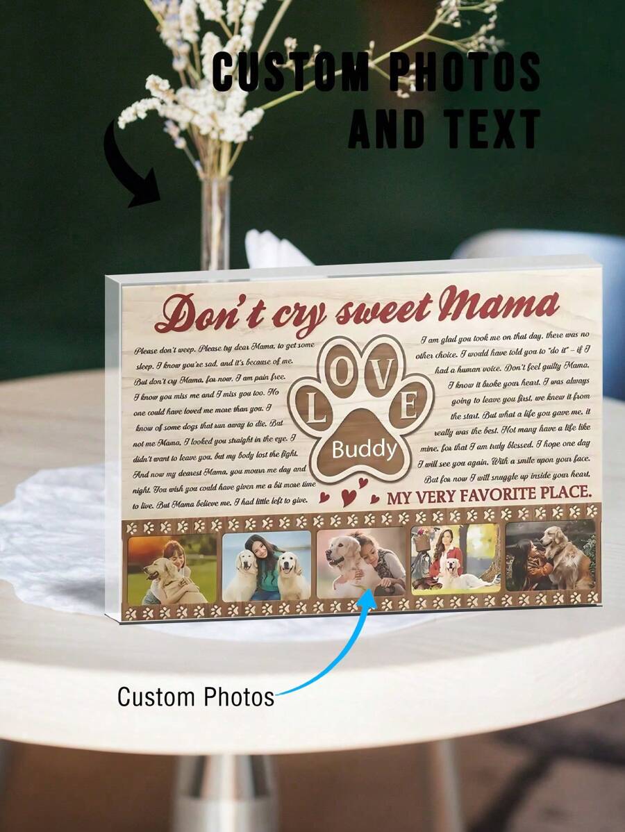 Personalized Pet Memorial Photo Acrylic Plaque, I Never Left You Dog Cat Acrylic Plaque, Pet Sympathy Gifts, Gifts To Remember A Pet Birthday Graduation