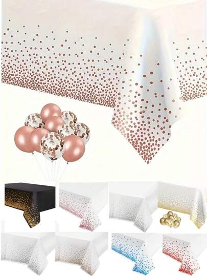 8 种颜色的玫瑰金色桌布、玫瑰金圆点一次性桌布、塑料桌布、玫瑰桌布、塑料桌布、烧烤纸桌布、派对、精致餐厅装饰、婚礼装饰礼品生日毕业生日装饰派对装饰单身派对夏季海滩返校学校用品房间装饰