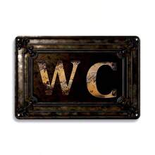 1pc, WC Metal Tin Sign, 2D Printing Products, Toilet Vintage Metal Plaque, Washroom Bathroom Door Wall Hanging Plate For Home, Garage, Bar, Dorm, Bedroom, Cafe Shop, Room Decor, Water-Proof, 12x8 Inch - Multicolor - View 1