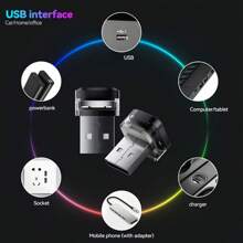 1 个迷你 USB 汽车 LED 氛围灯，USB 供电车辆内部装饰灯，适用于家居和汽车配件，兼容车辆，无需电池 - 彩色 - 查看 4