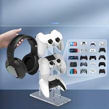 1 pieza Soporte universal de dos capas y tres capas para controlador y auriculares, accesorio de almacenamiento para juegos, soporte para controlador y soporte para auriculares, accesorios de juego