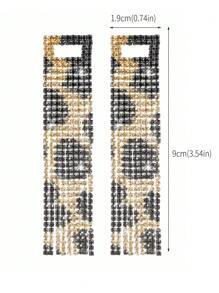 Spring Long Tassel Leopard Color Crystal Earring For Women 1 Pair