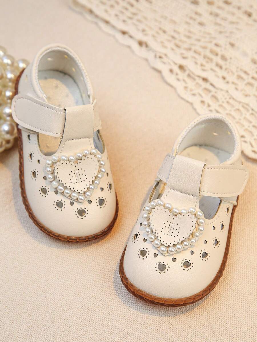 2025 Spring/Summer Heart Pattern Breathable Soft Bottom Princess Toddler Shoes, Baby & Infant Girls Shoes