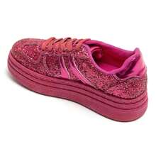 Baskets à Plateforme épaisses Avec Paillettes Et Lacts Classiques - Hot Pink - View 3