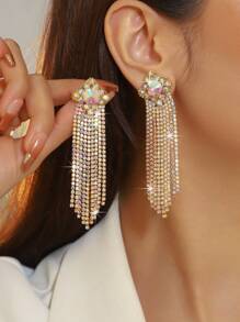 Fashion Glamorous Square CZ Crystal Earrings Stud Wedding Party Graduation Jewelry 1 Pair