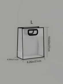 1pc Clear Gift Bag, Simple Hollow Out Handle Design PVC Gift Wrapping Bag For Party - Black - View 12