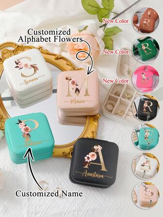1pc Personalised Jewellery Box, Travel Jewelry Case, Custom Made Gift For Birthday Valentine Wedding, Letter Pattern & Name, Pink Jewelry Box, Black Jewelry Box, White Storage Box, Blue Women's Jewelry Storage Box, Rose Red Necklace Storage Box, Multi-Functional, Durable, Ornamental, Reusable, Exquisite, Stylish, High-Quality, Colorful, For Valentine's Day, For Mother's Day, For Birthdays, For Father's Day, For Graduation, For Weddings, For Housewarming, Home Refresh, Customized Jewelry Boxes, Easy Comfort,Home & Living,Christmas Home Atmosphere,Souvenirs,Reusable,Adorable,High-Quality,Elegant Living,Artful Living