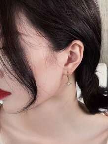 Asymmetric Star & Moon Rhinestone Earrings, Fashionable Minimalist Star Moon Design Ear Jewelry