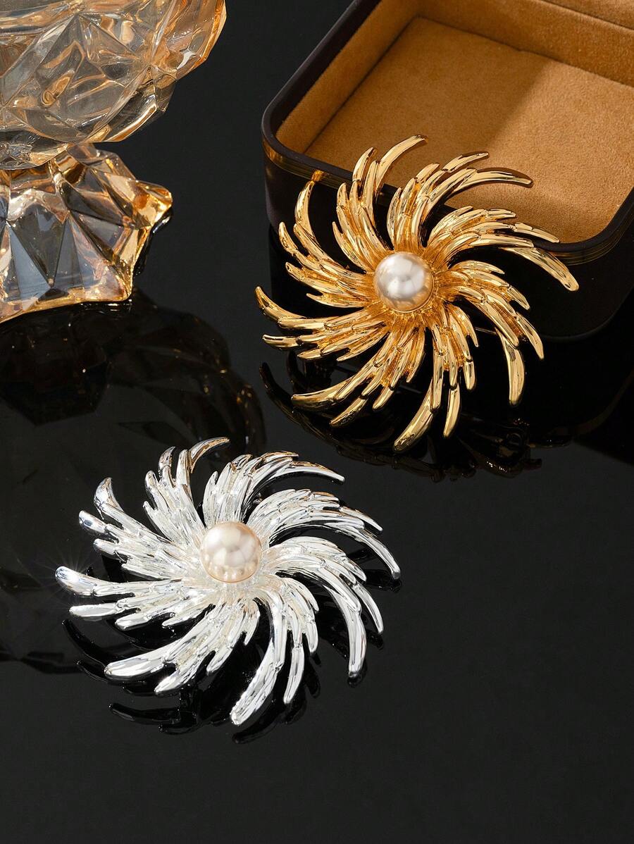 1 st. Goud & 1 st. Platina Koperlegering Vintage Vergulde Broche Pins, Geschikt Voor Dagelijks, Feest En Speciale Evenementen, Retro Europese Stijl, Collectie