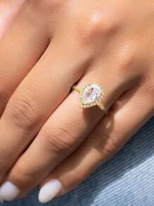 1 pezzo Anello a forma di goccia in argento sterling 925 stile classico alla moda, regalo per San Valentino, Natale, compleanno per coppie, elegante regalo con ciondolo per le donne