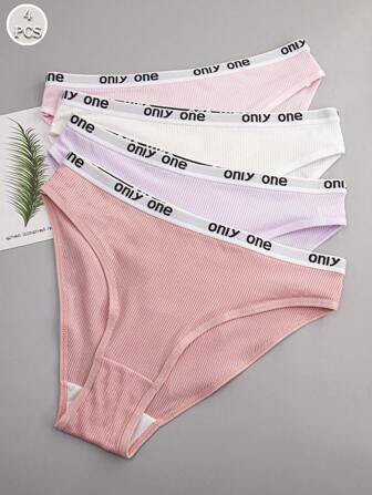 4st Kvinnor Flerfärgad Enkel Sportstil Bekväma andas söta trosor