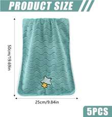 Paquete de 5 toallitas suaves para bebés, toalla facial multicolor para niños, toallas de algodón para lavar la cara del bebé, 25 x 50 cm
