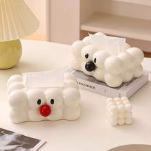 1 件白色云形卡通纸巾盒架 - 创新设计，表面光滑，适用于卧室、厨房、客厅等！纸巾盒架、餐巾架、节日家庭聚会、厨房餐桌装饰适用于家庭厨房卧室客厅餐厅、家居装饰配件、装饰盒、女士婚礼礼物、夏季旅行假期节日必备品 - 乳白色 - 查看 1