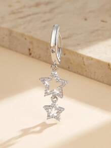 1pc Fashionable Luxury Star Cubic Zirconia Navel Ring, Body Piercing Jewelry For Women, Party Accessory - Star - View 1