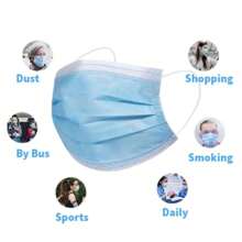 50片装、200片装、600片装一次性蓝色口罩，亲肤柔软，三层设计，带弹性耳带，适合居家、办公、学校和户外活动。