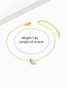 1pc Women's Gold Stainless Steel Cross Anklet, Fashion Jewelry Beach Accessories 18K Gold Plated