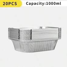 20pcs/Set Multi-Size Aluminum Foil Baking Tray, Takeout Food Container, Aluminum Foil Pan, Suitable For Baking, Heating, Food Storage, Outdoor Meal Prep - Silver - View 12