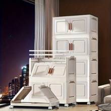 Foldable Storage Box, Double Door Storage Box With Lid And Wheels, Stackable Storage Box For Clothes, Snacks, Toys, And Books, Home Office Outdoor Folding Container