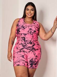 Women's Plus Size Thigh High Set Suplex Power Gym - Very Thick Set - Pink Dyedie - View 1