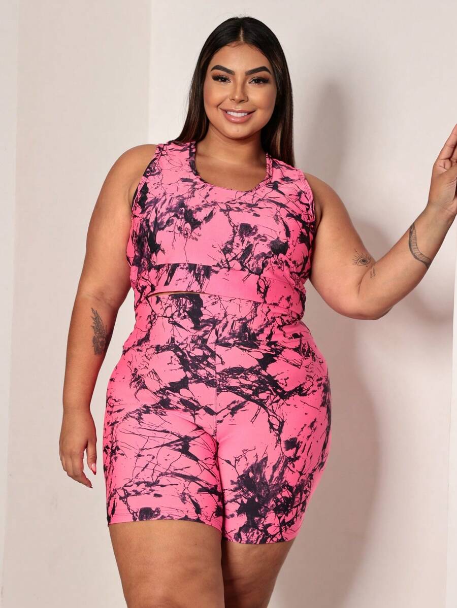 Women's Plus Size Thigh High Set Suplex Power Gym - Very Thick Set - Pink Dyedie - View 1