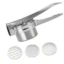 Machacador de patatas de acero inoxidable, machacador de arroz - Prensa patatas, machacador, exprimidor de limón y rallador de verduras con mango antideslizante - Fácil machacado y preparación de arroz, frutas y verduras, herramienta manual de cocina