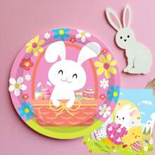 Set desechable de vajilla con temática de conejitos de pascua para fiestas de primavera - 10/20/80 piezas incluyendo vasos de papel, servilletas, platos de papel de 7/9 pulgadas, apto para fiestas de cumpleaños, reuniones familiares, reuniones de clase, picnics al aire libre