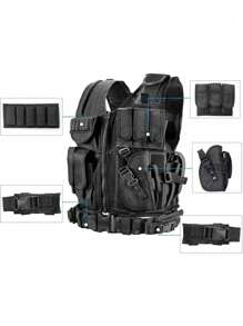 1pc Loose Tactical Vest For Men, Mesh Two-Way Outside Adventure Vest With Pockets, Multi-Function Hunting Vest (Black) (Green) (Black Python Pattern)