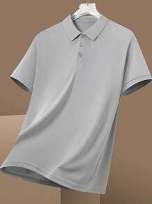 1pc Masculino Respirável Absorção de Umidade Macio Exercício Ginásio Corrida POLO Gola Manga Curta Camiseta