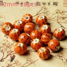 20Pcs Floral Glaze Watermelon Beads - Versatile Ceramic Charms For Diy Bracelets & Necklaces, Fashion Jewelry Crafting Accessories