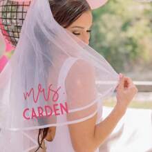 个性化定制新娘未来夫人怀特短头纱配梳子发饰西部牛仔女郎最后迪斯科主题单身派对新娘送礼会婚礼订婚单身汉周末旅行装饰礼物照片道具