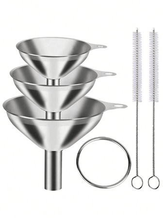 1-5Pcs Mini Stainless Steel Funnel, Kitchen Oil Grease Strainer Liquid Drain Filter Funnel For Home