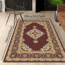 1pc Nordic Fairisle Pattern Crystal Velvet Area Rug, 700g/㎡ With Dotted Non-Slip Backing, 5mm Thickness, Machine Washable Fade-Resistant Carpet Suitable For Holidays And Any Spaces Including Hotel, Office, Sofa, Bedside, Kitchen, Laundry, Hallway, Porch, Stairs, Entryway Mother's Day