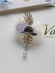 1pc French Beige Rose Bud Alloy High-End Brooch, Suitable For Wedding Decoration, Party, Banquet, Wedding Accessories Valentine's Day Accessories