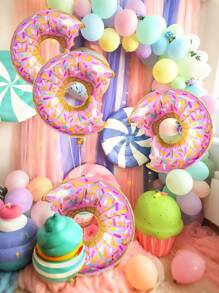 2/4 个甜甜圈形铝箔气球 - 甜甜圈糖果，适合生日派对、甜点主题派对、周年纪念用品、家居装饰 - 彩色 - 查看 7