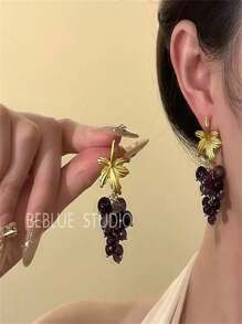 1 Pair Vintage Style Fresh Purple Grape Earrings