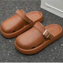 Sandálias de salto grosso com solado fechado, novas sandálias femininas confortáveis e confortáveis para ambientes internos e externos, para casais