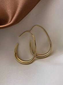 1 Pair Stylish Korean Minimalist Luxury Plated Gold Peanut Earrings, Suitable For Women To Wear In Daily Life, Parties, Gifts For Valentine's Day,Mom,Mother,Mother's Day,Gift