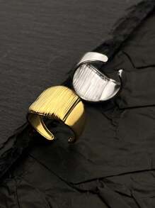 1pc 18K Gold Plated Wide Textured Retro Fashion Festival Ring, Suitable For Men's Daily Wear, Social Events And Parties