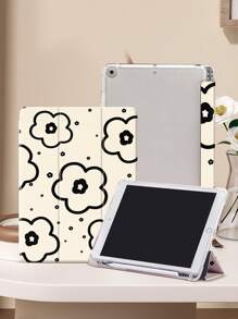 Etui ochronne na tablet z kwiatowym wzorem, kompatybilne z iPad Air 4/5 10,9", iPad 7/8/9 10,2", Tab S6 10,4", Tab A7 Lite 8,7", modne skórzane etui, odpowiednie na sezon szkolny, Walentynki, prezent noworoczny
