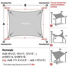 Outdoor Waterproof Sun Shade Sail, Canopy Tarpaulin Cover For Patio Garden Yard Beach Camping, UV Block Sunshade Awning For Porch Balcony Deck Pergola, Easy Install With Grommets - Turquoise Blue - View 10