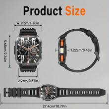 EIGIIS Men's Smart Sports Watch, With LED Light, 100+ Sports Modes, Supports Multiple Languages, Message Reminder, Wireless Calling (Answering/Making Calls), Do Not Disturb Mode, Weather Forecast, Compatible With Android And IOS, Holiday Gift