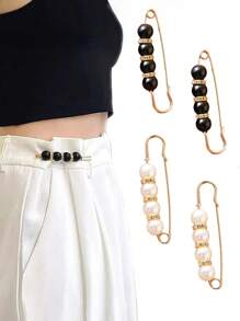 4 Pcs Fashion Pearl Brooch, Sweater Shawl Pearl Pin, Elegant And Fashionable, Enhance Your Elegant, Suitable For A Variety Of Occasions To Wear - Multicolor - View 9